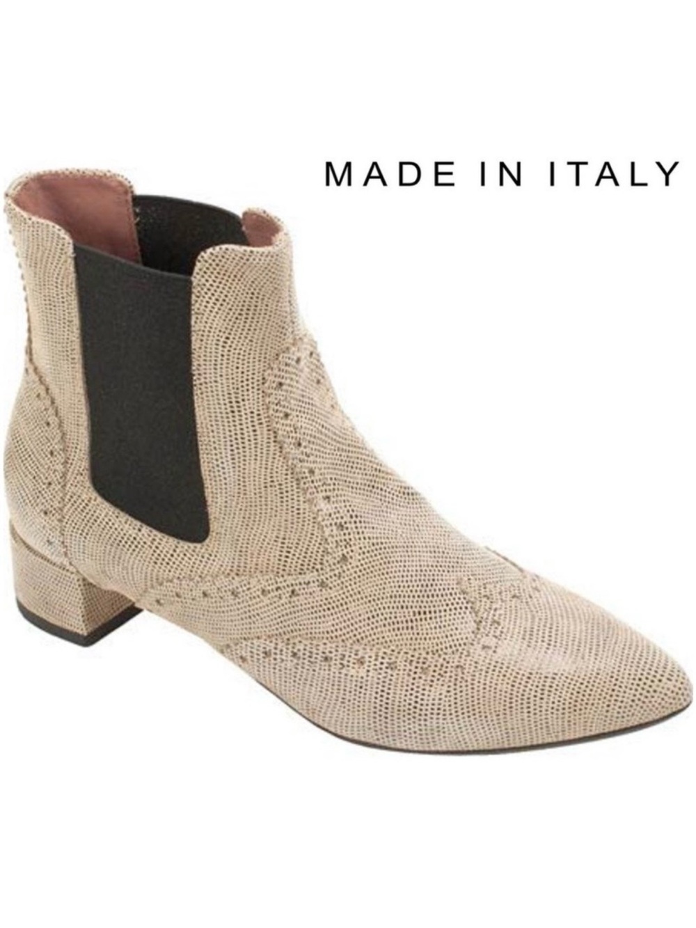ITALY made Summit Animal Print Leather Fashion Boot Pointed Toe Chelsea Bootie
